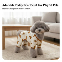 Four-Legged Pet Jumpsuit 4 Legged Dog Jumpsuit Soft & Comfortable Teddy-Themed Graphic Dog Sleeper for Dogs, Young Dogs, Lounging, Indoorsing