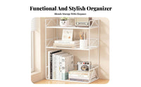 Space-Saving Multi-Tier Desktop organizer Easy Assembly Multi-Tier Desk Rack Modern Design desktop Shelf Sturdy Construction for Students, Home Workers, Women, Study Room