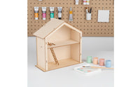 Assembly Cottage with Ladder Unfinished Wooden Woodcraft Two-Tier Miniature Wooden house for Hobbyists