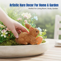 Resin Bunny Oval Holder, Easter & Halloween Garden Decor, Cute Home Party Decoration