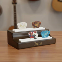 Hand Polished Guitar Pick Display Stand Silicone Slots Wooden Guitar Pick Holder Musical Instrument Accessory for Guitarists, Musicians, Desktop