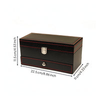 Watch Box with Drawer Carbon-Fiber-Style Double-Layer Jewelry Box Hard-Cover Watch Organizer with Drawer for Men, Dresser, Desktop, Closet