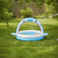 Shark Sprinkler Pool Overhead Inflatable Pool with Sprinkler Built-in Water Toy for Kids, Young Children, Backyard, Patio, Lawn
