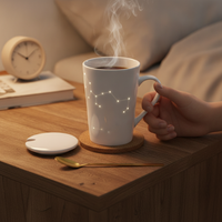Minimalist Ceramic Constellation Mug with Lid and Spoon, 401-500ml