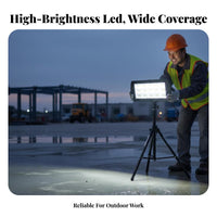 IP65 Waterproof Tripod Work Light High Brightness LED Work Light with Stand Anti-Slip Feet LED Floodlight 360° Rotatable for Street Vendors, DIY Enthusiasts, Night Markets, Workshops, Workshop, Garages