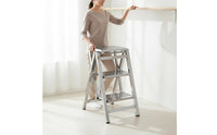 V-Shaped Ladder Ladder with Handrail Foldable Handrail Step Ladder Space Saving Folding Step Stool for Seniors, Garage, Kitchen, Library