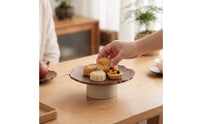 Pedestal Plate Decorative Serving Stand Raised Pedestal Stand with Wooden Top for Dessert Display
