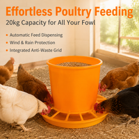 Cylindrical 20kg Chicken Feeder, Weatherproof & Windproof Poultry Feeder for Chicks, Ducks, Hens Red/Yellow