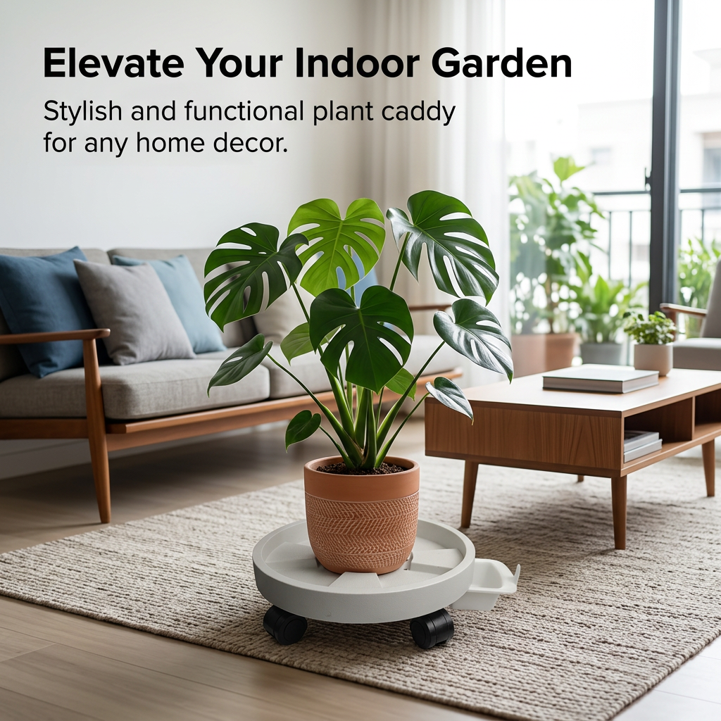 Plant with Wheels Heavy Duty, Rolling Stand Indoor Outdoor Garden, Swivel Casters with Drip Tray for Flower Pot Holder