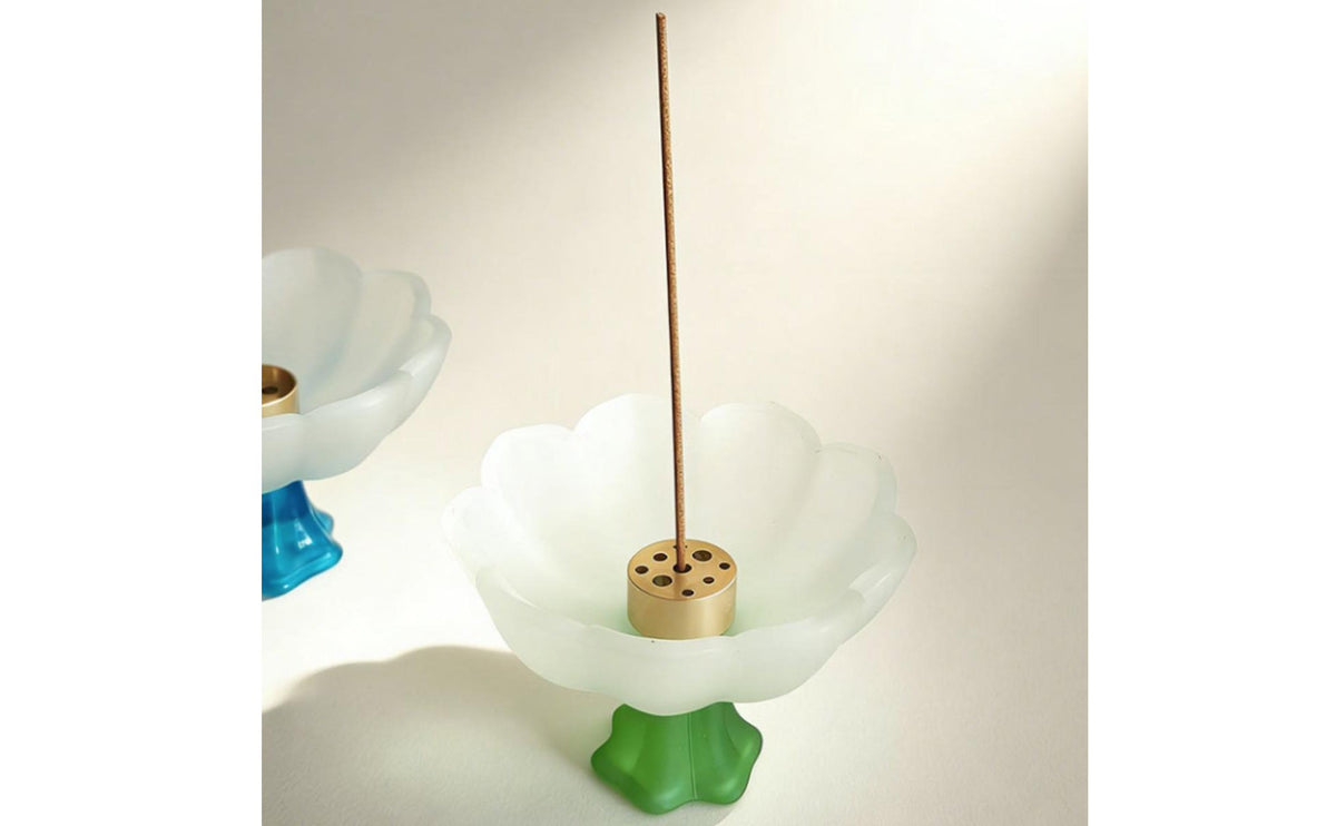 Transparent Lotus Incense Holder Delicate Glass Incense Holder Vintage Design for Meditation, Relaxation, Mindfulness