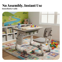Safe & Long-Lasting Adjustable Kids Desk and Chair Sturdy & Stable Height Adjustable Classroom Desk Large Desktop children's Study Table Set Space-Saving for Students, Tutoring Center, Bedroom, Home, Playroom