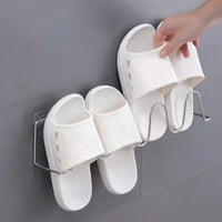 Wall Mounted Slipper Rack Drill Hanging Slipper Organizer Space-Saving Wall Mounted Shoe Rack for Washroom, Entryway, Closet