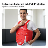 Padded Protection Sanda Chest Protector Thickened Padding Combat Arts Chest Protector Shock Absorbent Muay Thai Adjustable Straps for Children, Athletes, Beginners, Spar Arena, Competition, Gym, Dojo