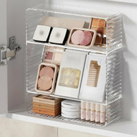 Space-Saving Clear Shelf container Divided Compartments Cacontaineret Organizer adaptable Household Storage adaptable for Home Organizers, Apartment Dwellers, Bathroom, Countertop, Under Sink, wardrobe