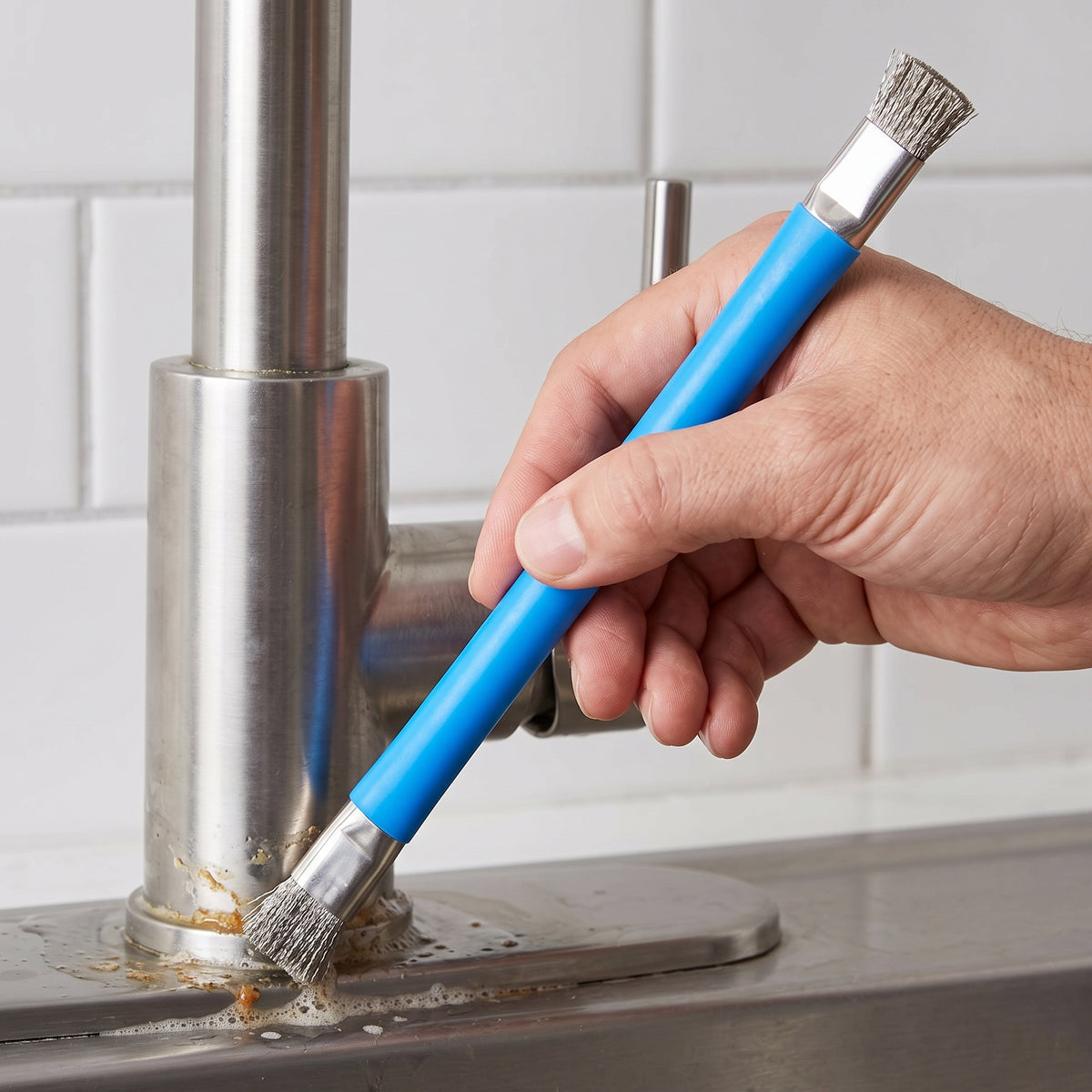 Dual-Head Stainless Steel Wire Brush for Kitchen Stove and Cooktop Cleaning