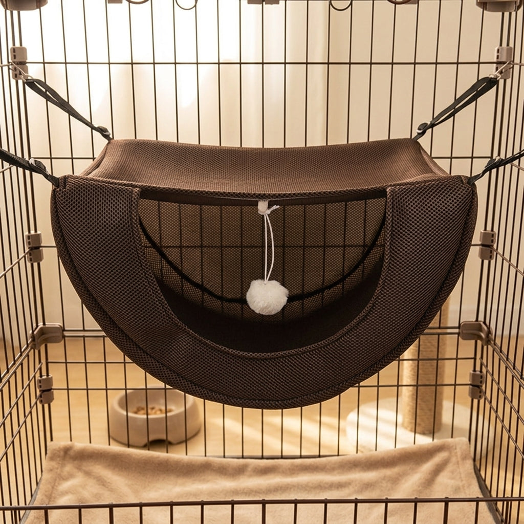 Cat Hammock Hanging Cat Bed with Breathable Mesh, Comfortable Hanging Bed Hammock Bed for Cat Cage Accessory, Indoor Cat Bed and Kitten Bed
