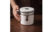 Airtight Coffee Canister with Scoop Stainless Steel Coffee Canister Vacuum Sealed Container Countertop for Baristas, Kitchen Counter