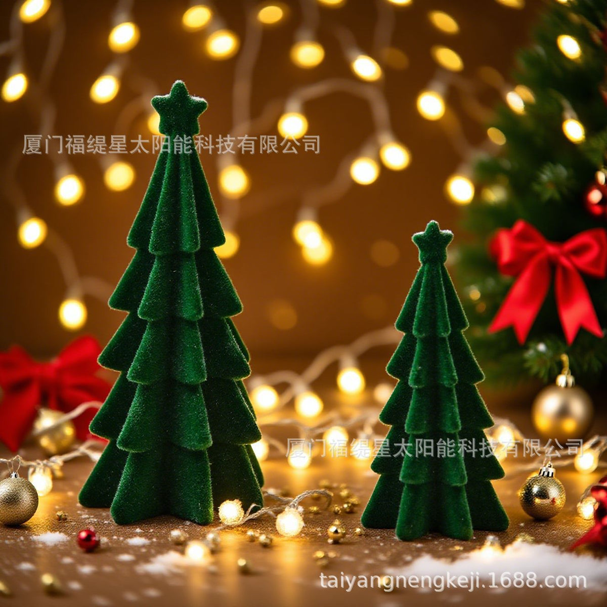 Christmas Tree Ornament Set Flocked Resin Decor for Home Desktop
