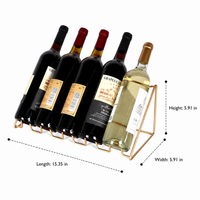 Black Iron Wire Wine Rack, Desktop Metal Bottle Holder, Small Storage for Kitchen Counter, Minimalist Design