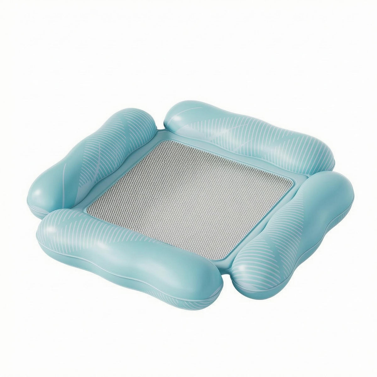 Dotted Pattern Mesh Seat Lounger Square Shape Floating Lounger Light Blue Recreation Gear Portable
