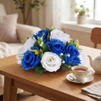 Artificial Rose Arrangement Lightweight Faux Floral Centerpiece Silk Fake Flower Centerpiece for Tabletop Decoration, Dining Table