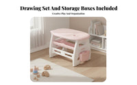 Safe Material Kids Desk and Chair Set Easy to Clean children's Study Desk with Storage Toddler Learning Table Multipurpose for Toddlers, Preschoolers, Parents, Playroom, Bedroom, Living Room, Preschool