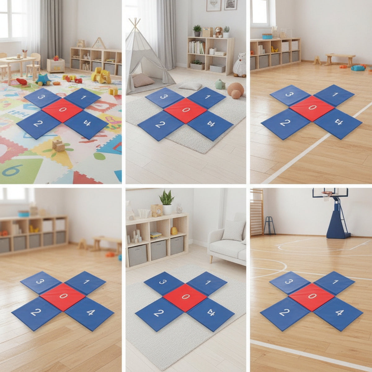 Cross-Shaped Jumping Mat Portable Foam Mat with Vinyl Cover Non-Slip for Playroom, Classroom