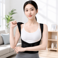 Travel Back Brace, Breathable Back Support with 5 Bones, Strong Posture Correction for Office & Computer, Unisex Mesh Textile