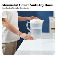 Heat Resistant Plastic Water Pitcher with Lid Sturdy Plastic Pitcher with Lid Easy to Clean for Families, Homeowners, Kitchen, Home, Office