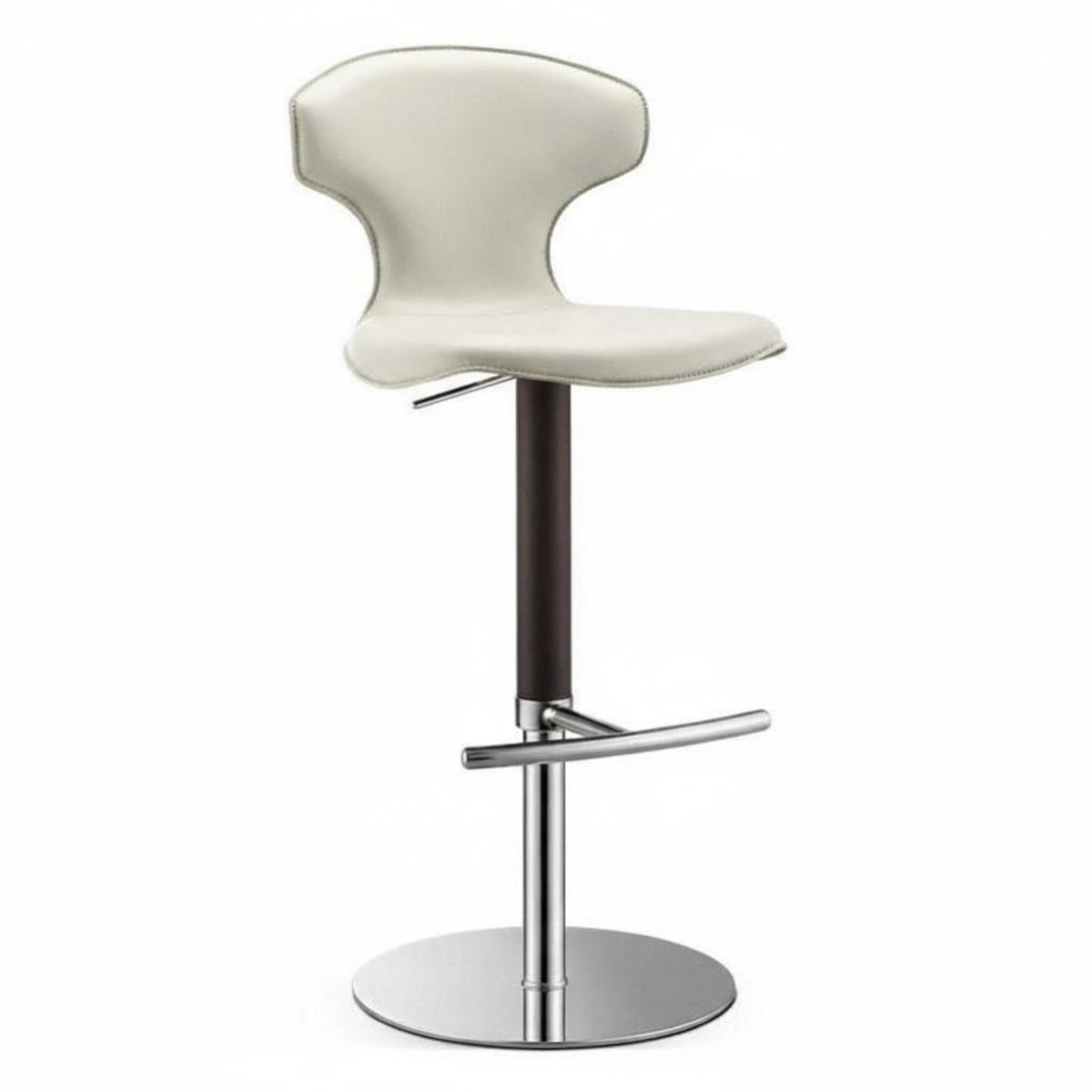 Adjustable Rotating Bar Stool with Spine Supportrest Padded Seat Upholstered Pedestal Stool Anti-Slip Base Easy Assembly