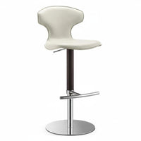 Adjustable Rotating Bar Stool with Spine Supportrest Padded Seat Upholstered Pedestal Stool Anti-Slip Base Easy Assembly