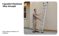 Aluminum Alloy Straight Ladder Widened Steps Single Section Ladder Reinforced Frame Climbing Equipment for Homeowners, Home, Warehouse, Trailer Access