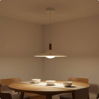 Wood Pendant Lamp French Style Disc-Shaped Pendant Light Minimalist Design Saucer Hanging Light for Dining Table, Bar Counter, Restaurant