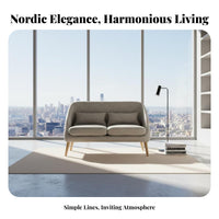 Nordic Design Upholstered Loveseat Space-Saving Sofa Minimalist aesthetic Small Couch Comfortable for Apartment Dwellers, Cafe Owners, Homeowners, Living Room, Lounge Area, Office, Bedroom