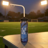 Ice Hockey Bottle Black Ribbed Cap Hockey Water Bottle Tall Narrow Shape Easy Drinking for Athletes