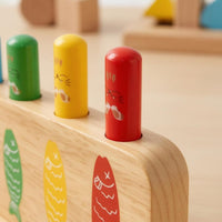 Wooden Jumping Game Toy Grasping Wooden Peg Game Colorful Graphics