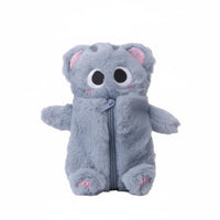 Cute Soft Feline Writing Utensil Case Large Capacity Feline-Shaped Writing Utensil Pouch Zipper Closure Stuffed Soft Pen Case Lightweight and Portable
