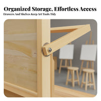 Multi-Functional All-in-Single Easel Desk Solid Wood Adjustable Sketching Easel Stable Structure Artist Desk Storage Drawer for Artists, Beginners, School, Home