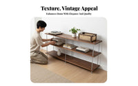 Floor-Standing complimentarystanding Multi-Level Shelf DIY Assembly interconnecting Shelving Unit Vintage aesthetic storage unit adaptable for Home Decorators, Apartment Dwellers, Living Room, Bedroom, Balcony, Hallway