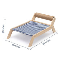 Elevated Cat Bed Wood Lounger, Open Elevated Pet Bed for Indoor Cats, Beach Chair for Cats Style, Raised Resting Place Indoor Cat Furniture