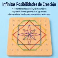 Wood Geoboard Set, Travel Toys for 4-6 Year Olds, Problem Solving Toy with Rubber Bands, Hands On Early Learning Math Manipulatives