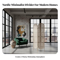 Foldable Woven Panel Divider Movable Folding Screen Freestanding Privacy Partition Hollow-pierced Pattern for Interior Designers, Apartment Dwellers, fromice Workers, Bedroom, Commercial Spaces, Restaurant