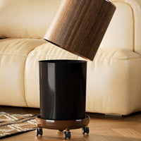 Large Capacity Wood Grain Trash Can Rustic Design Faux Wood Trash Can Easy to Clean Round Waste Bin Long-Lasting for Bedroom, Bathroom, Living Room, Office