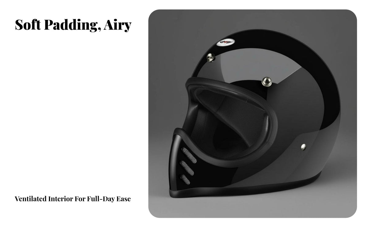 Retro Full Face Helmet Fiberglass Shell Japanese Design Helmet Four-Season Secure Headwear for Riders, Street Riding, Daily Commute