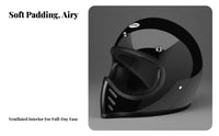 Retro Full Face Helmet Fiberglass Shell Japanese Design Helmet Four-Season Secure Headwear for Riders, Street Riding, Daily Commute