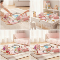 Long-Lasting Castle Train Set with Storage Box Portable Train Set with Storage Box Mixed-Material Magical for Toddlers