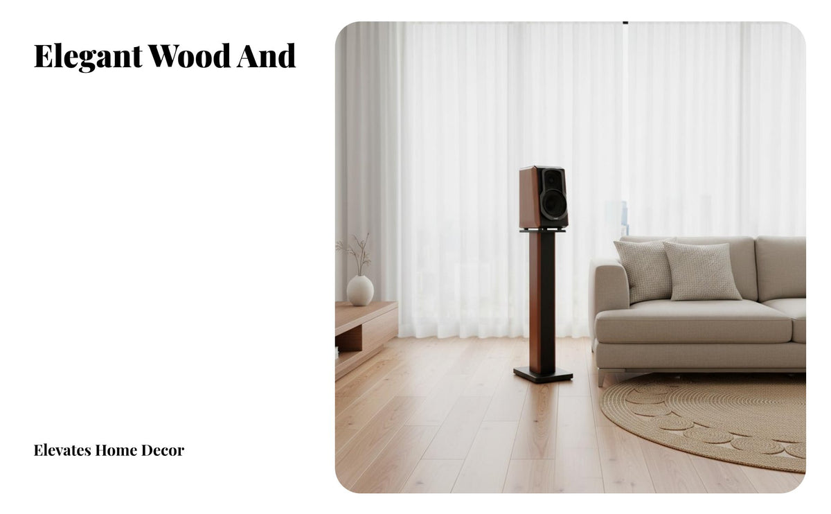 2 Pieces Sturdy Construction Floor Speaker Stand Heavy Duty Wooden Speaker Stand Anti-Slip Pads Studio Monitor Floor Stands Shock Absorbing for Audiophiles, Home Theater Enthusiasts, Listening Room