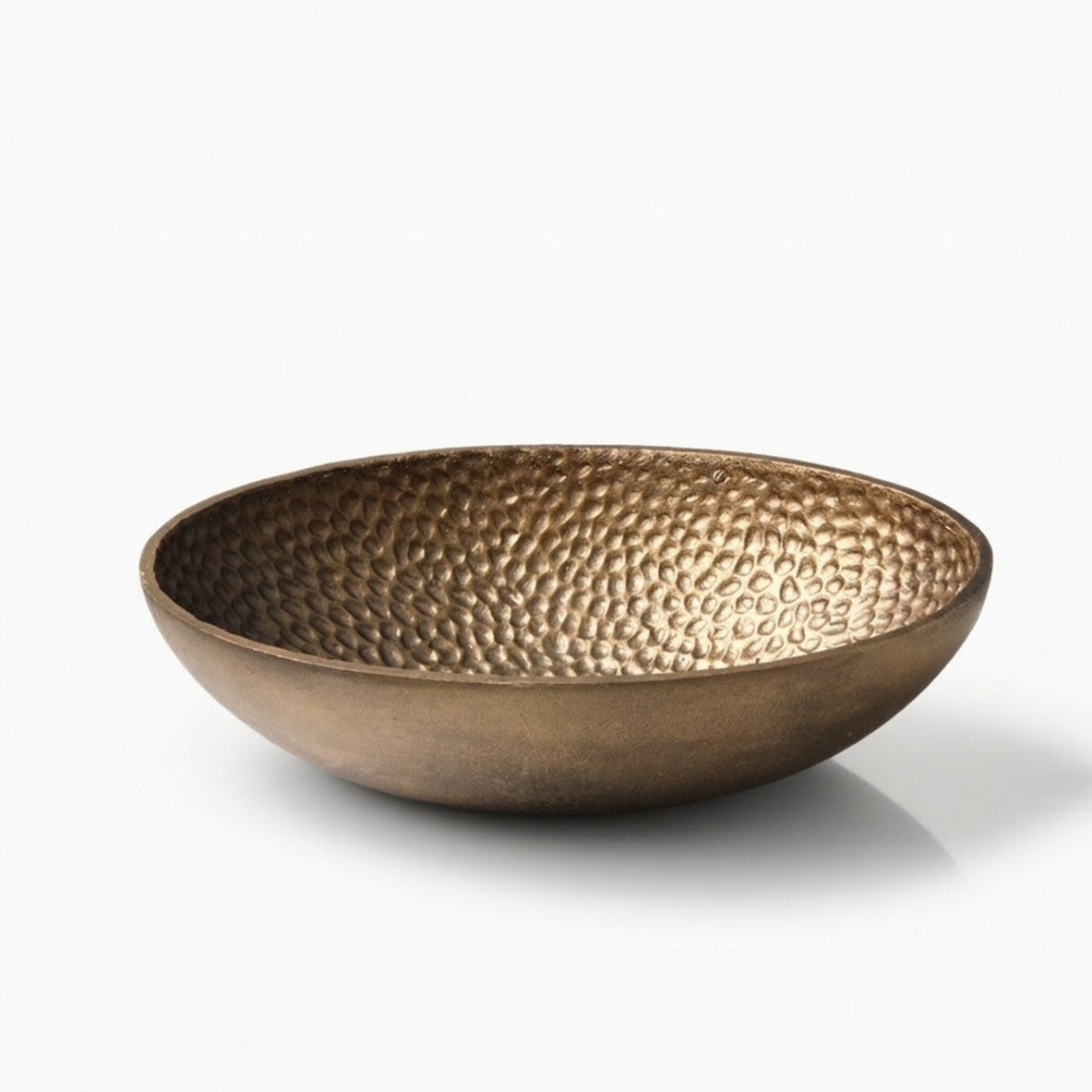 Oval Bowl with Hammered Texture Elegant Aluminum Bowl with Wide Large Serving Dish for Dining Table