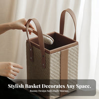 Woven Basket with Handles Woven Container Basket Rectangular