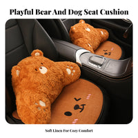 All-Season Cartoon Bear Car Seat Cushion Anti-Slip Cute Car Seat Cover Universal Fit for Children, Young Adults, SUVs, Road Trips